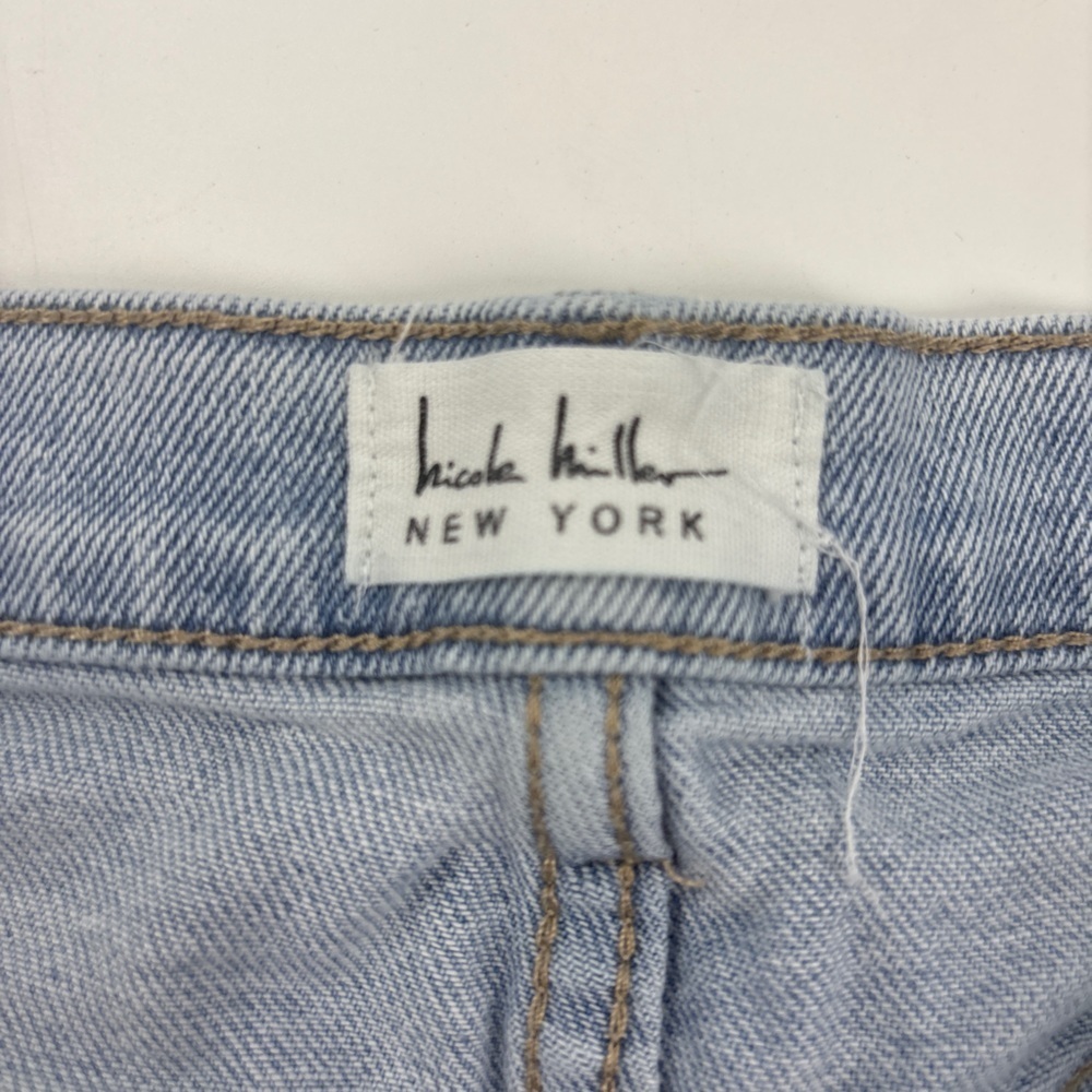 Womens Jean Shorts-NICOLE MILLER-blue stretch denim "Nomad Super High Rise"-12 - Picture 2 of 7